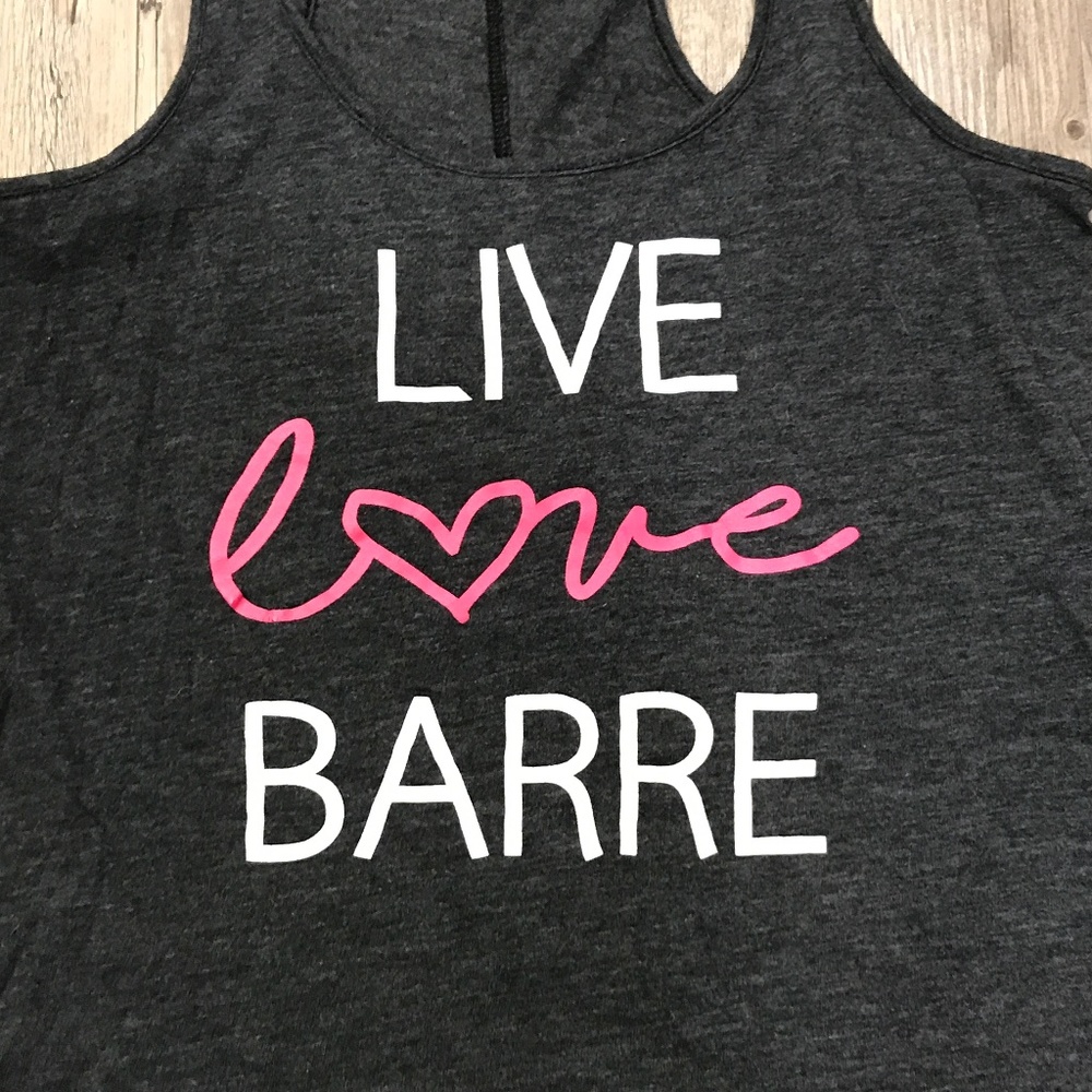 Life by Lexie “Live, Love, Barre” Graphic Tank Top | Dark Gray | Size M - Picture 3 of 4